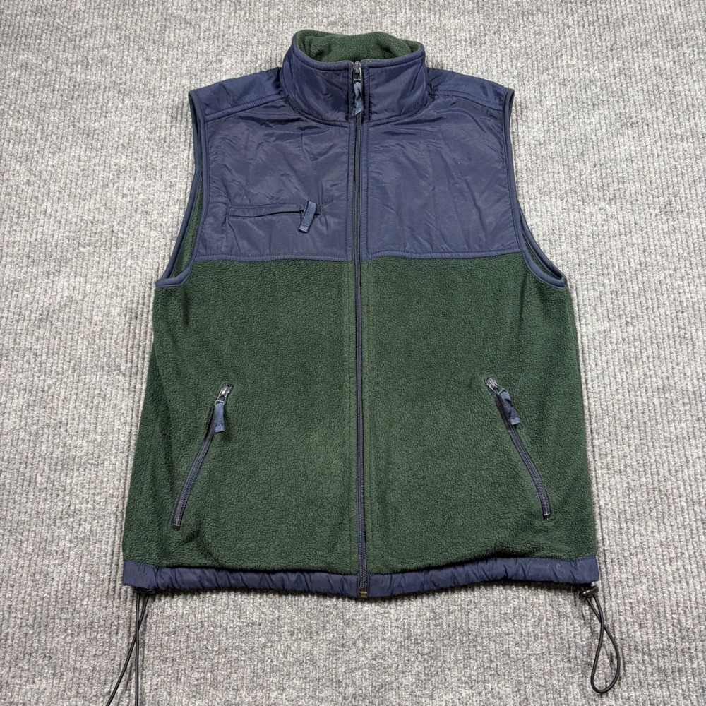 Faded Glory Vest Mens M Green Blue Fleece Full Zip Vest Size M Deep Moss FG0088